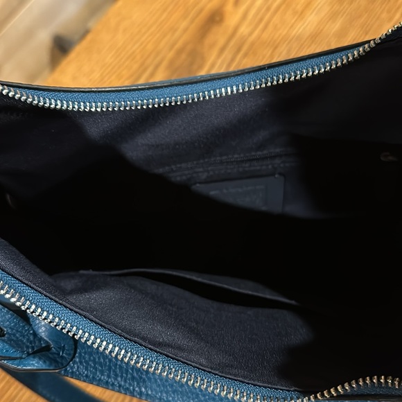 Teal Coach purse with both hand and shoulder strap. - Picture 3 of 5